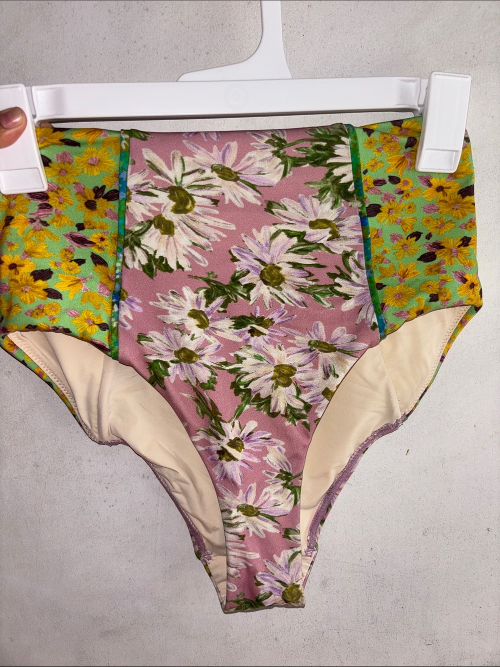 Alemais Pink & Green Floral High-Waist Bikini Bottoms